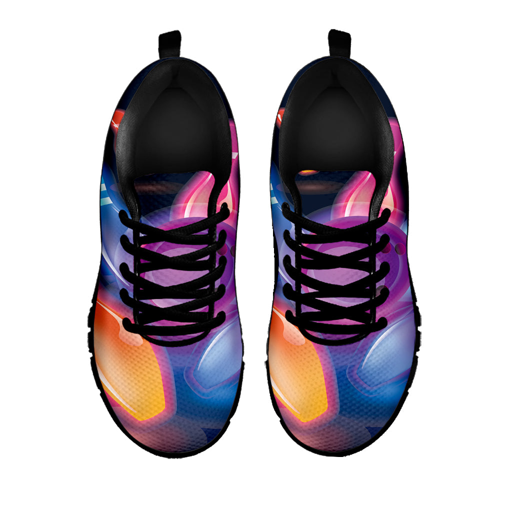 Light Up Bowling Pins Print Black Sneakers