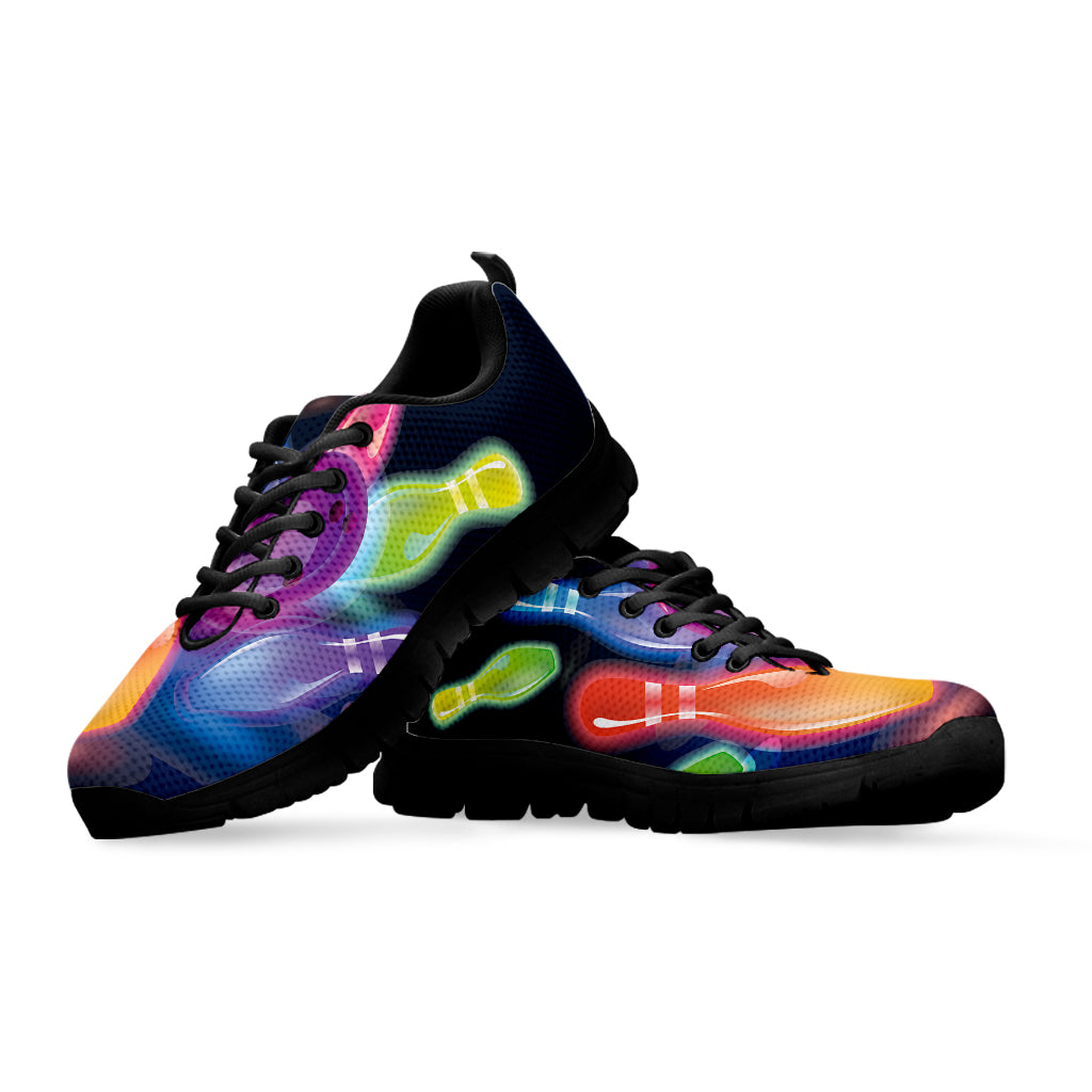 Light Up Bowling Pins Print Black Sneakers