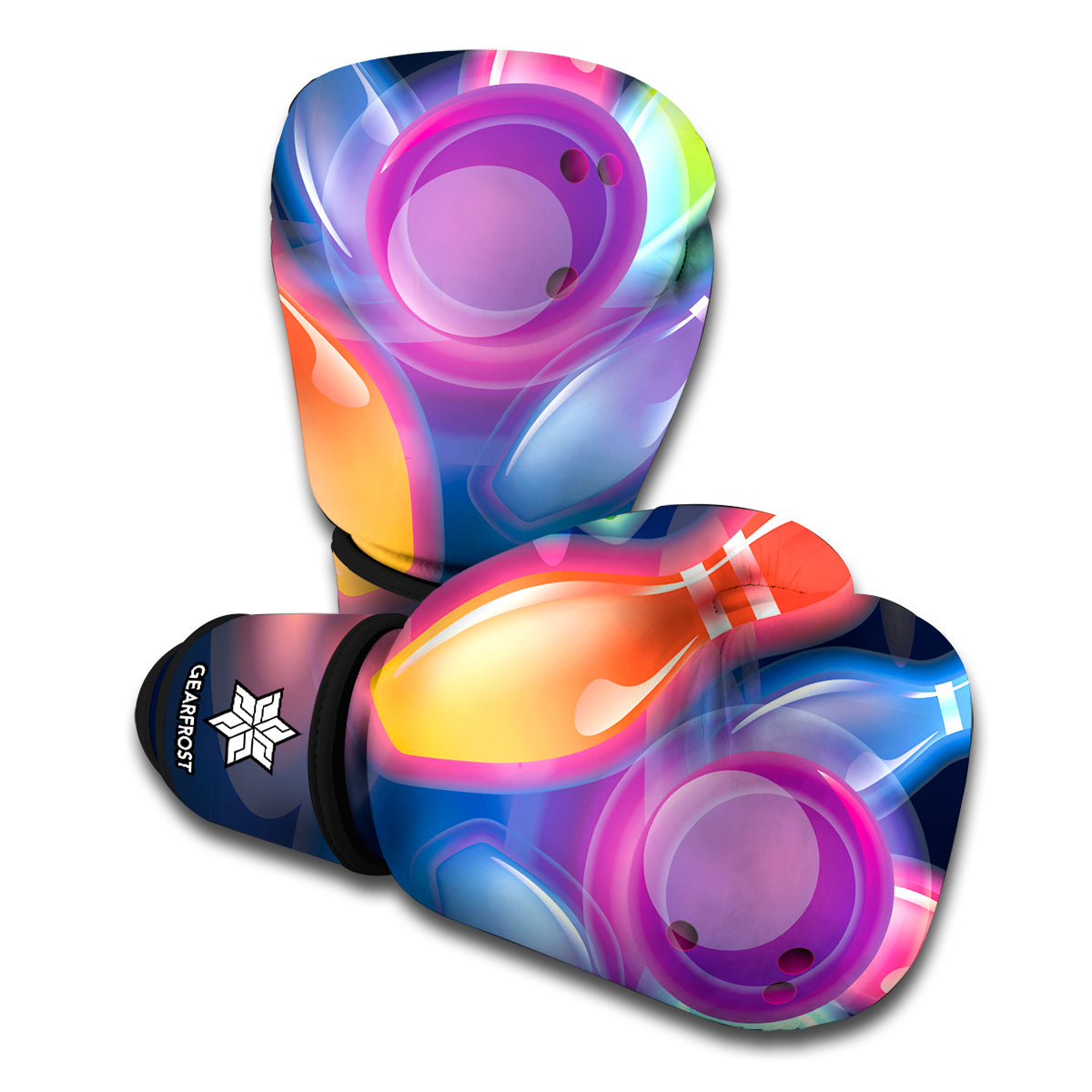 Light Up Bowling Pins Print Boxing Gloves
