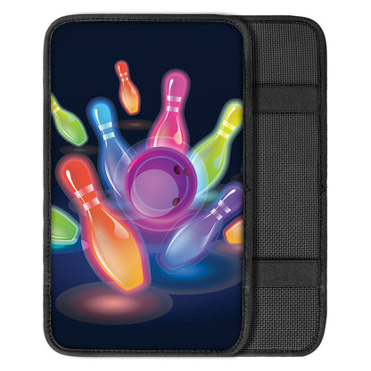Light Up Bowling Pins Print Car Center Console Cover