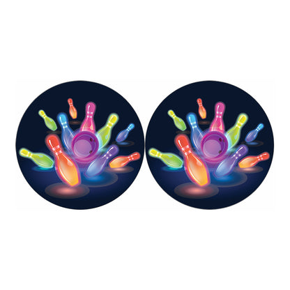 Light Up Bowling Pins Print Car Coasters