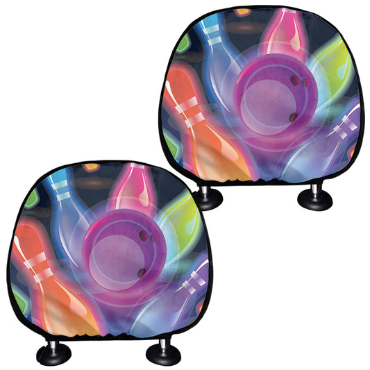 Light Up Bowling Pins Print Car Headrest Covers