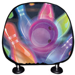 Light Up Bowling Pins Print Car Headrest Covers