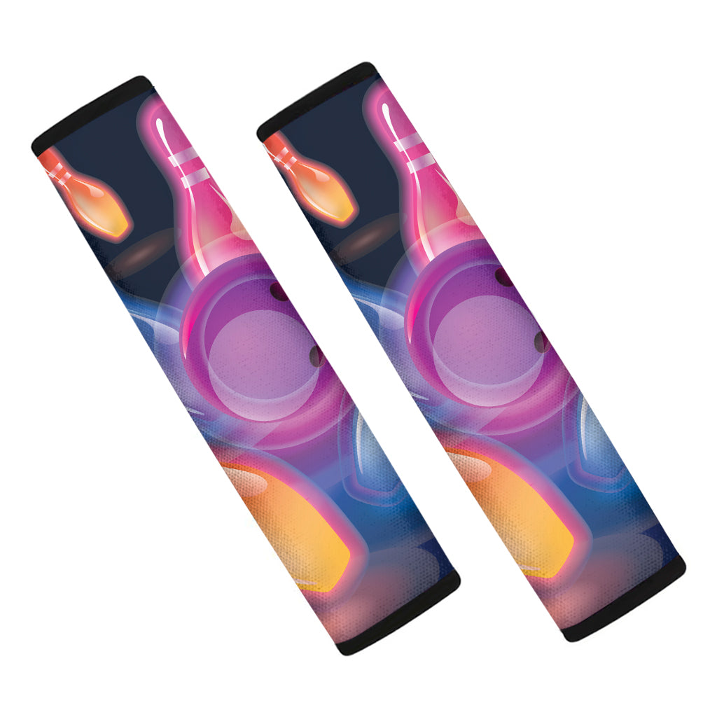 Light Up Bowling Pins Print Car Seat Belt Covers