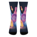 Light Up Bowling Pins Print Crew Socks