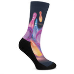 Light Up Bowling Pins Print Crew Socks