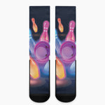 Light Up Bowling Pins Print Crew Socks