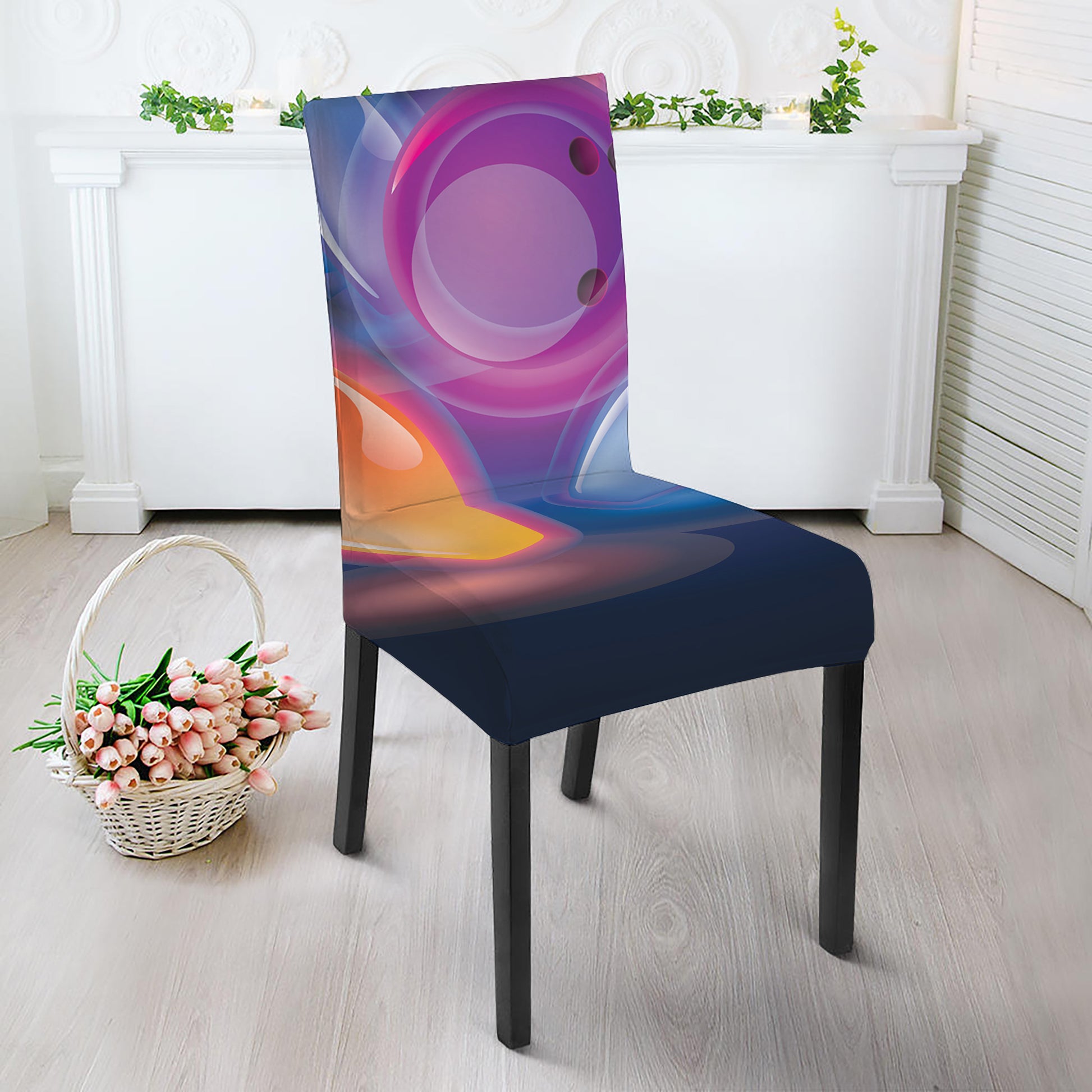 Light Up Bowling Pins Print Dining Chair Slipcover
