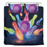 Light Up Bowling Pins Print Duvet Cover Bedding Set