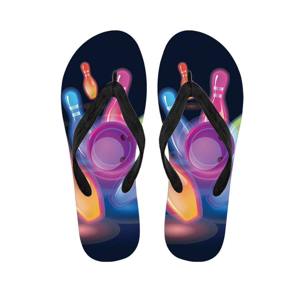 Light Up Bowling Pins Print Flip Flops