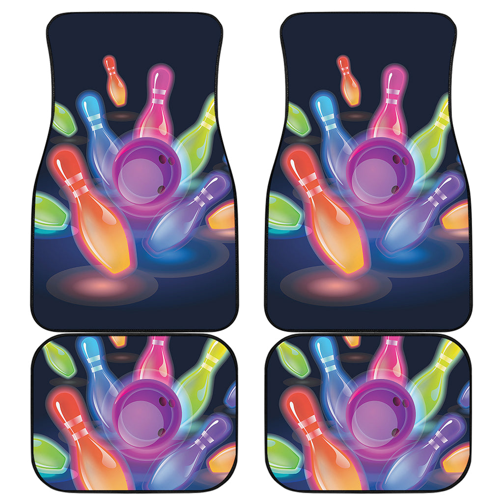 Light Up Bowling Pins Print Front and Back Car Floor Mats