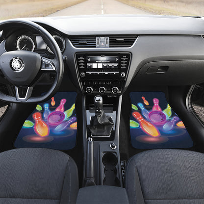 Light Up Bowling Pins Print Front and Back Car Floor Mats