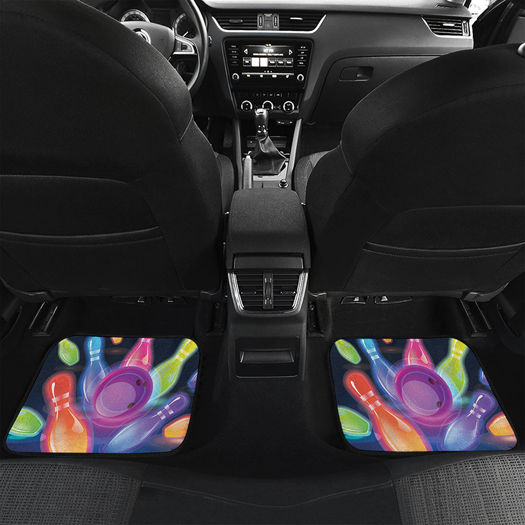 Light Up Bowling Pins Print Front and Back Car Floor Mats