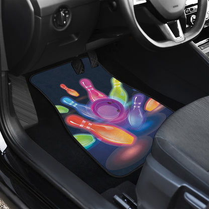 Light Up Bowling Pins Print Front and Back Car Floor Mats