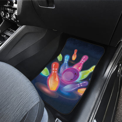 Light Up Bowling Pins Print Front and Back Car Floor Mats