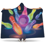 Light Up Bowling Pins Print Hooded Blanket