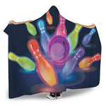 Light Up Bowling Pins Print Hooded Blanket