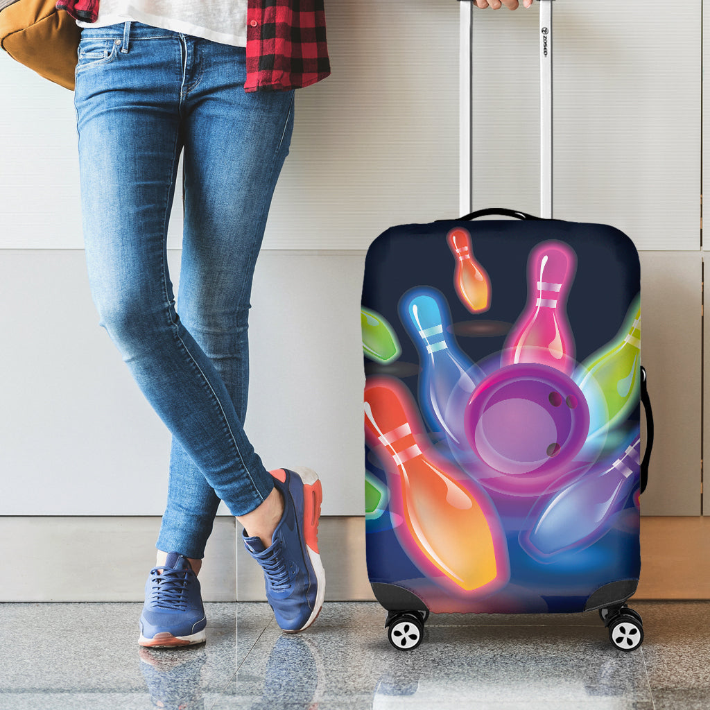 Light Up Bowling Pins Print Luggage Cover