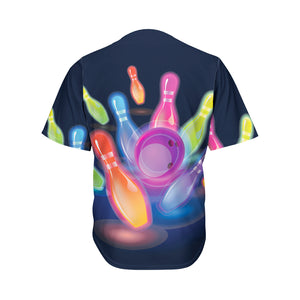 Light Up Bowling Pins Print Men's Baseball Jersey