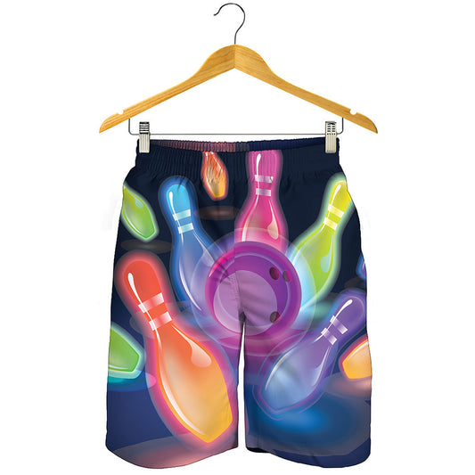 Light Up Bowling Pins Print Men's Shorts