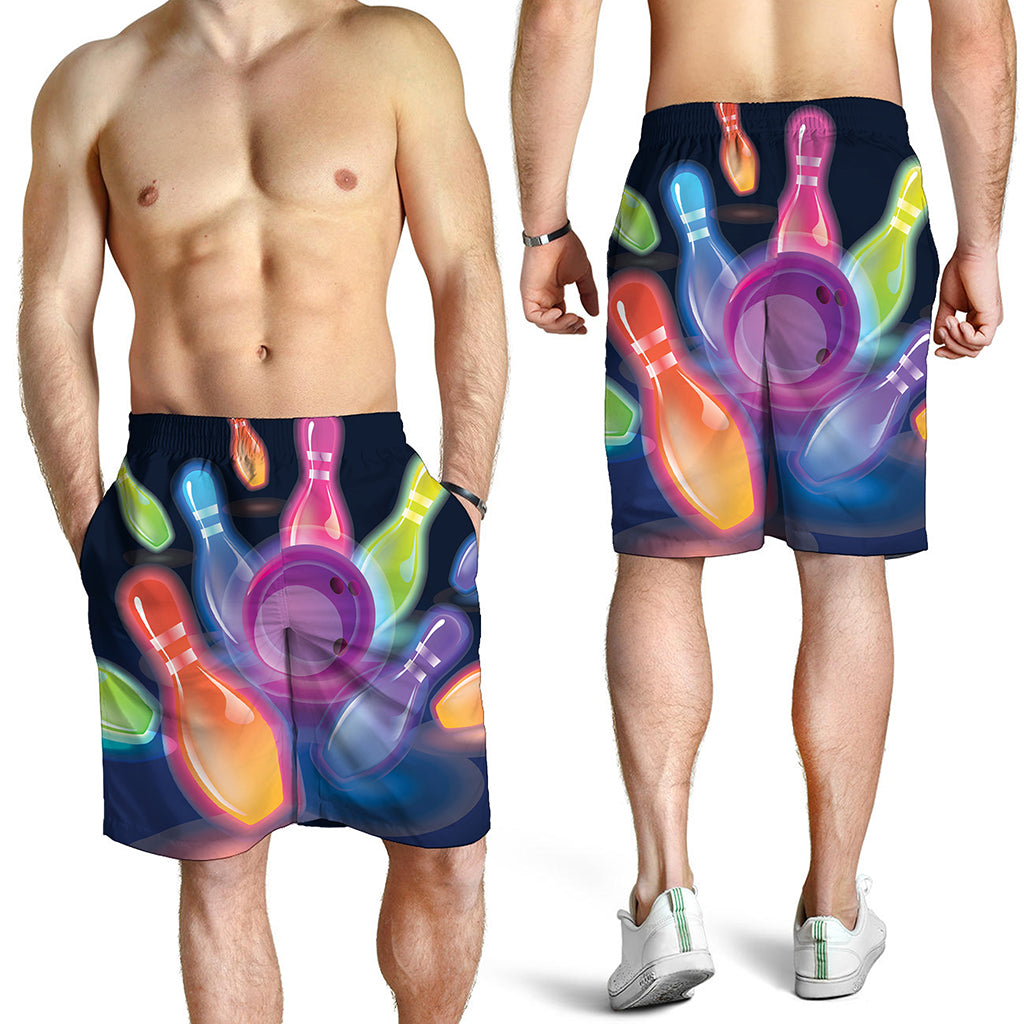 Light Up Bowling Pins Print Men's Shorts