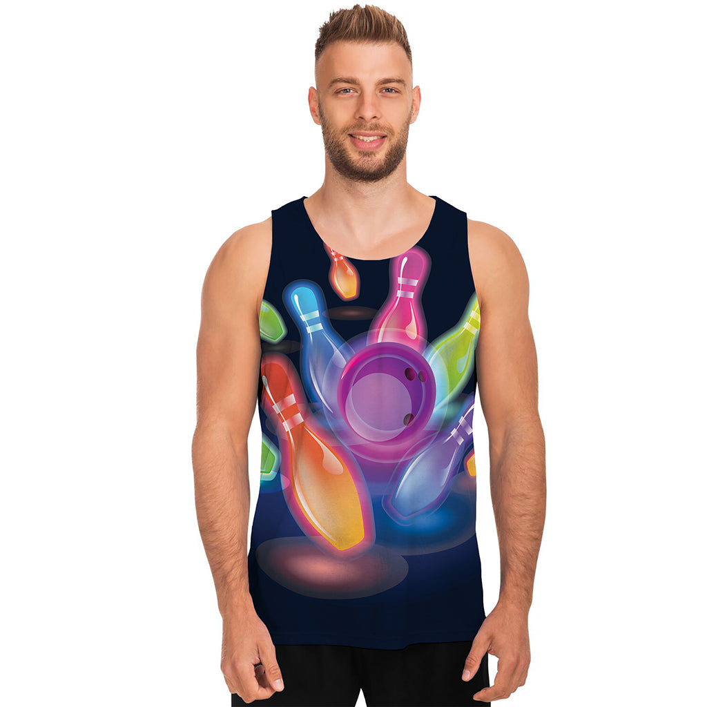 Light Up Bowling Pins Print Men's Tank Top