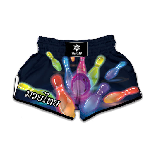 Light Up Bowling Pins Print Muay Thai Boxing Shorts