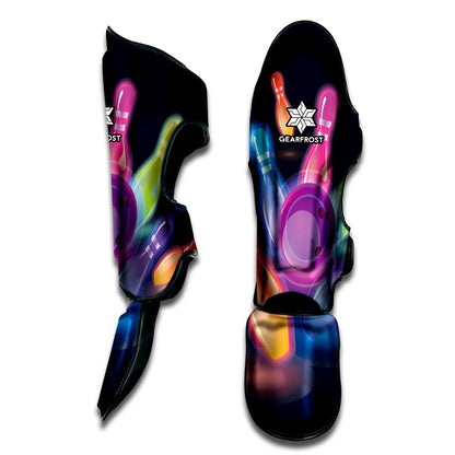 Light Up Bowling Pins Print Muay Thai Shin Guard