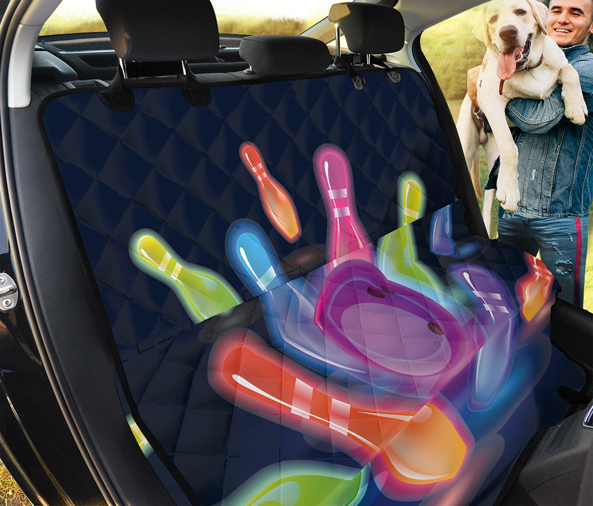 Light Up Bowling Pins Print Pet Car Back Seat Cover