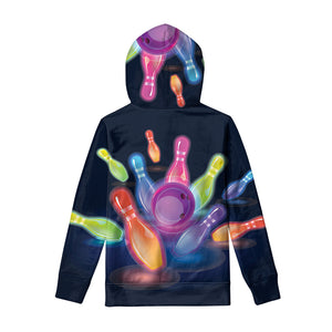 Light Up Bowling Pins Print Pullover Hoodie