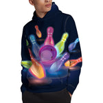 Light Up Bowling Pins Print Pullover Hoodie