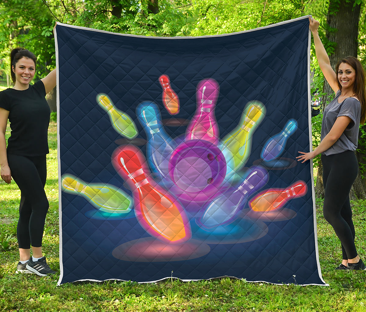Light Up Bowling Pins Print Quilt
