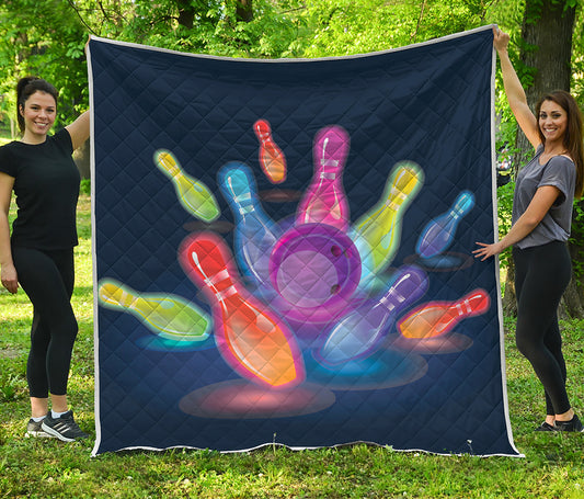 Light Up Bowling Pins Print Quilt