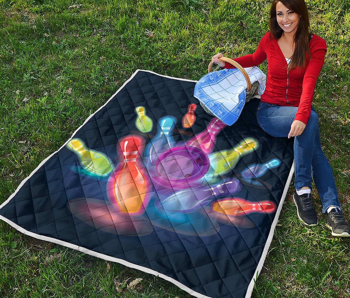 Light Up Bowling Pins Print Quilt