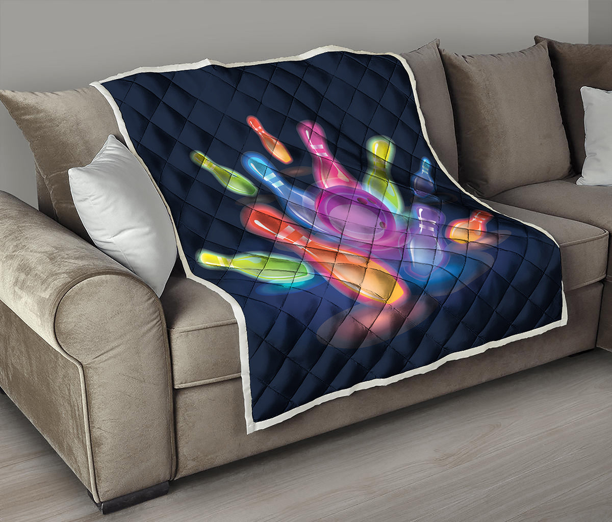 Light Up Bowling Pins Print Quilt