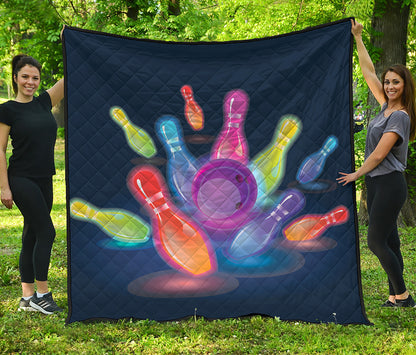 Light Up Bowling Pins Print Quilt