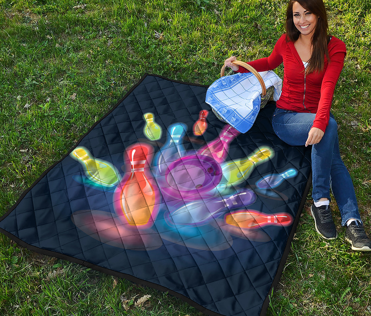 Light Up Bowling Pins Print Quilt