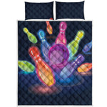 Light Up Bowling Pins Print Quilt Bed Set