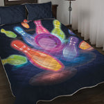 Light Up Bowling Pins Print Quilt Bed Set