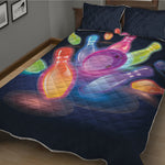 Light Up Bowling Pins Print Quilt Bed Set
