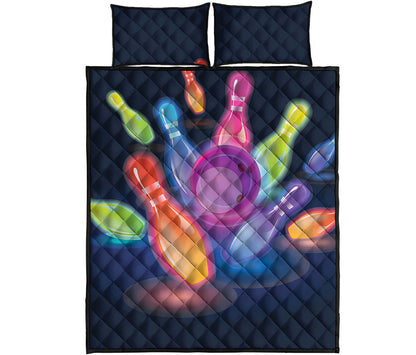Light Up Bowling Pins Print Quilt Bed Set