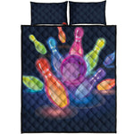 Light Up Bowling Pins Print Quilt Bed Set