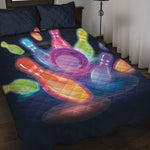 Light Up Bowling Pins Print Quilt Bed Set
