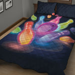 Light Up Bowling Pins Print Quilt Bed Set