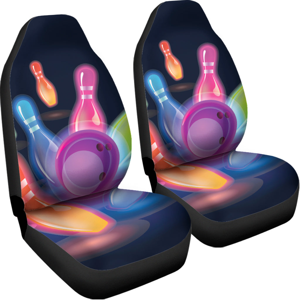 Light Up Bowling Pins Print Universal Fit Car Seat Covers