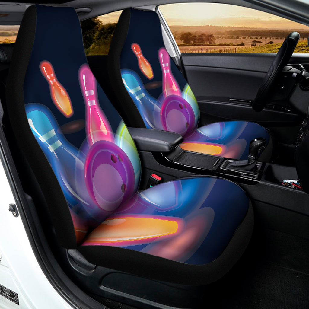 Light Up Bowling Pins Print Universal Fit Car Seat Covers