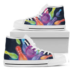 Light Up Bowling Pins Print White High Top Shoes