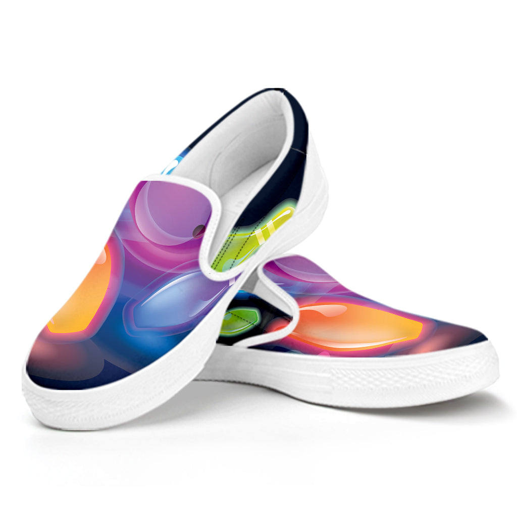 Light Up Bowling Pins Print White Slip On Shoes