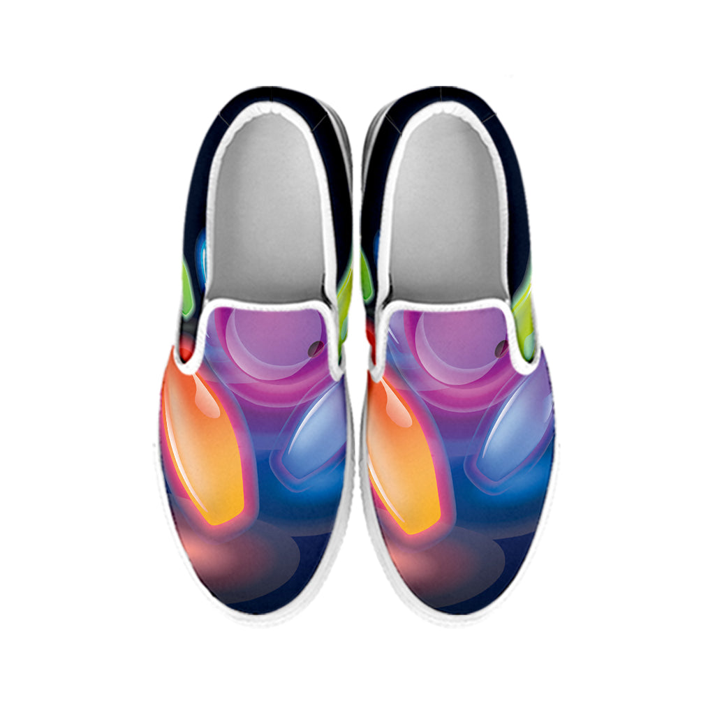 Light Up Bowling Pins Print White Slip On Shoes