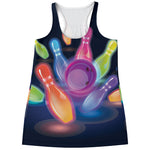 Light Up Bowling Pins Print Women's Racerback Tank Top